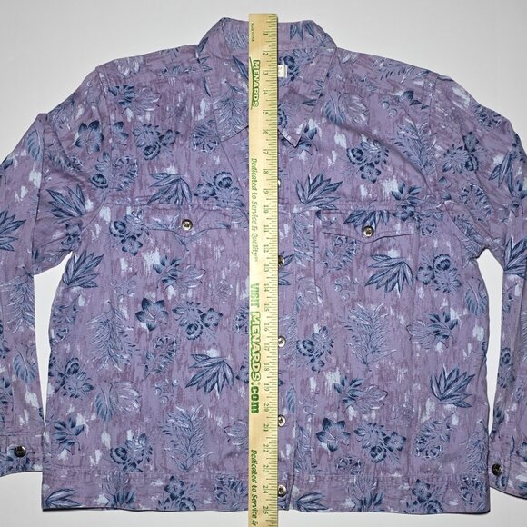 Christopher Banks Womens Purple Blue Floral Long Sleeve Button Up Blouse Size XL - Picture 13 of 13